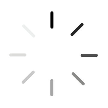 Radial Line Loading, Black and Grey Spinner Icon, Progress Indicator Illustration