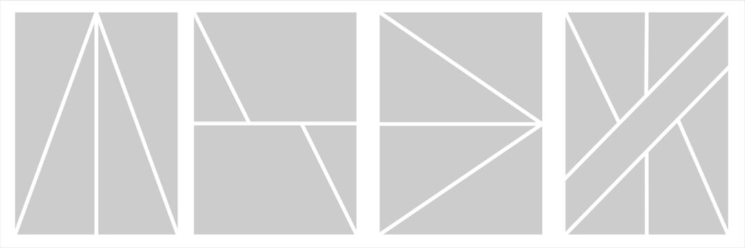Set of comic 4 frame photo collage layout