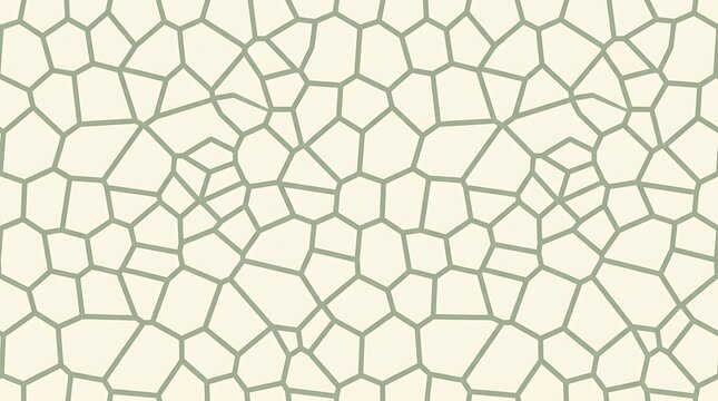 Sage green geometric voronoi cellular pattern on cream background