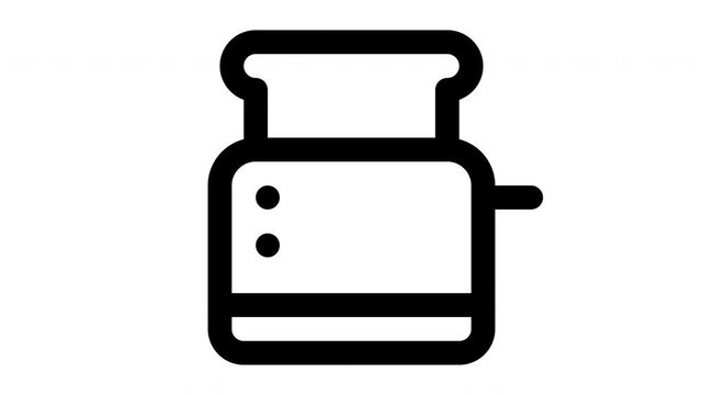 toaster animated Line Icons Premium 4K, Modern Minimal Outline Motion Graphics Collection