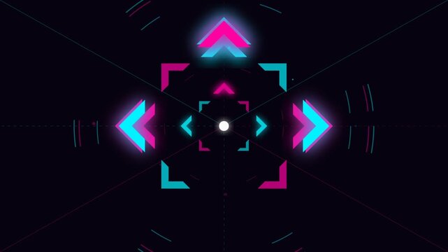 Neon HUD interface loop with pink and cyan directional arrows