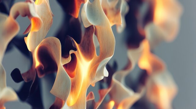 Vibrant and Abstract Close-Up of Flames in Motion, Capturing the Dance of Light and Shadow in a Unique and Engaging Perspective