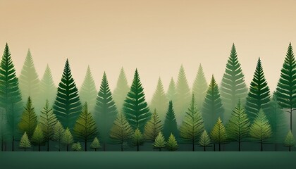 Obraz premium Forest Like Gradient With Green Treetops Against Beige Background