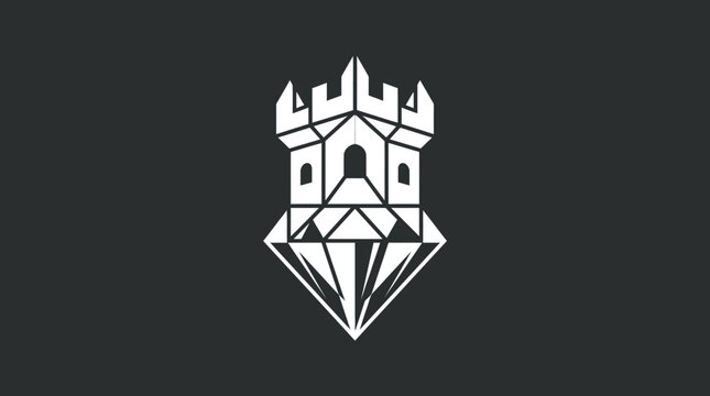 Castle tower fortress combined with diamond shape logo