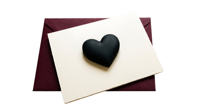 Valentine's day card with black heart romantic gesture concept