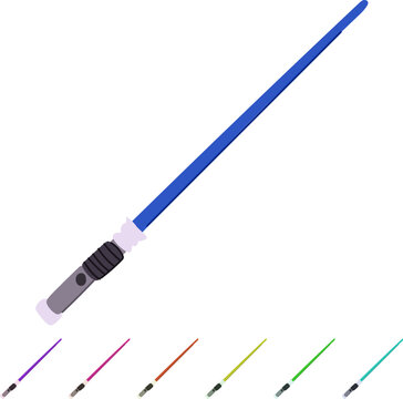 hilt light saber cartoon. crystal plasma, weapon combat, training galaxy hilt light saber sign vector