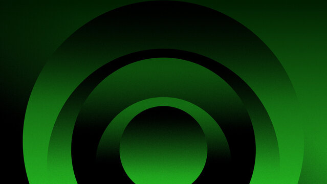 Abstract green and black concentric semicircle geometric background with grain texture style for background and wallpaper