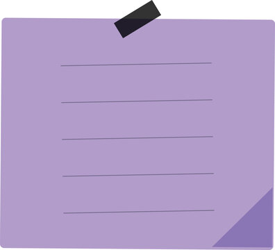 Purple lined sticky note paper taped to a wall