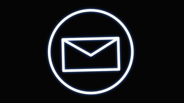 Animated Envelope Icon Forming on Black Background - Email Communication Concept