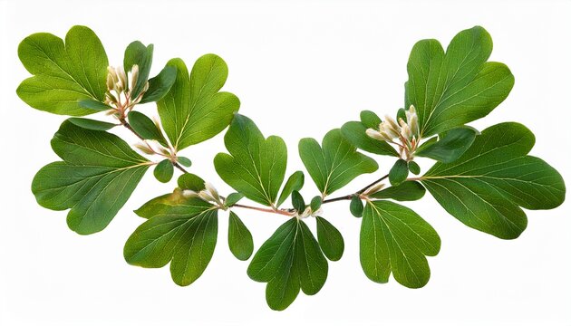 Twigs With Green Leaves Cotoneaster Lucidus In A Floral Garland Isolated On White Or Transparent Background
