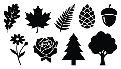 Nature Flora and Forest Elements Silhouette Collection © Shifaul Islam