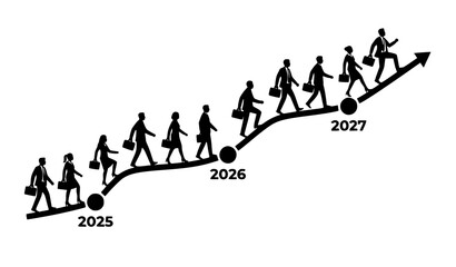 Obraz premium Corporate Success Timeline Arrow Business Silhouette Vector
