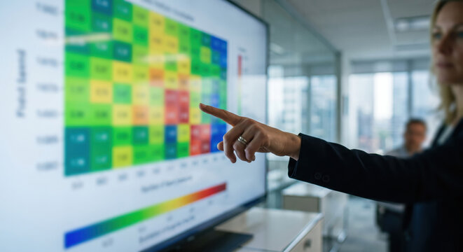 Team reviews heatmap dashboard; cohort analysis, segmentation, A/B tests; OKR, KPI align acquisition, retention and growth.