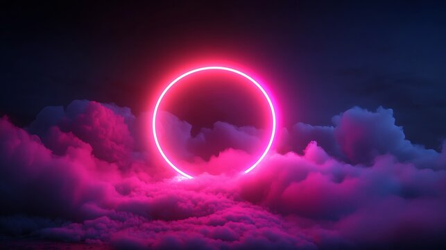 Neon ring over clouds