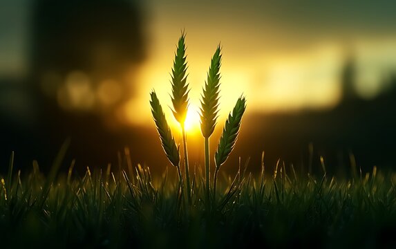 Wheat stalks at sunset