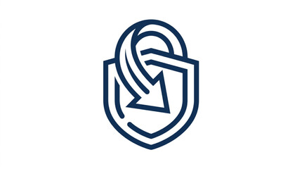 Cybersecurity Shield Icon with Incoming Arrow. © Dalbo