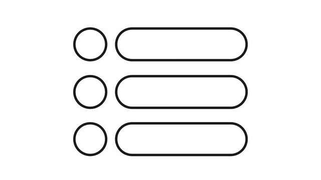 Animated Menu List Interface UI Elements On White Background