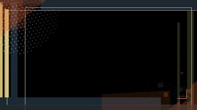 Minimalist dark background with geometric shapes and white border frame a modern and clean motion featuring subtle patterns a thin rectangular frame