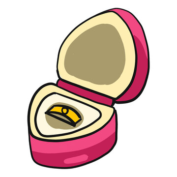 Heart Shaped Ring Box Flat Illustration PNG Isolated on Transparent Background
