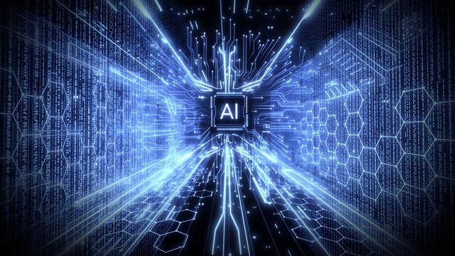 Artificial intelligence technology digital background with futuristic AI concept