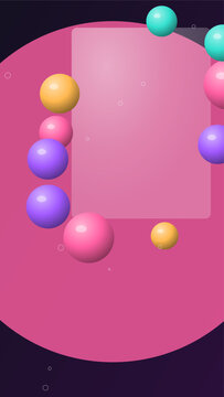 Elegant frosted glass effect with floating spheres modern abstract design for digital art presentations