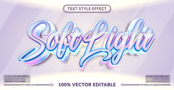 Editable Soft Light text effect with dreamy glowing typography. Perfect for beauty branding, cosmetic packaging, social media, invitations, posters, and creative designs.