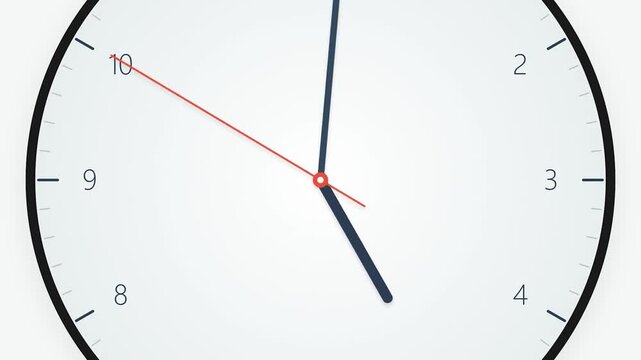 Minimalist Analog Clock Face Animation with Rotating Hands