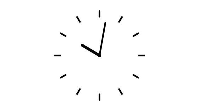 Minimalist Analog Clock Animation on White Background