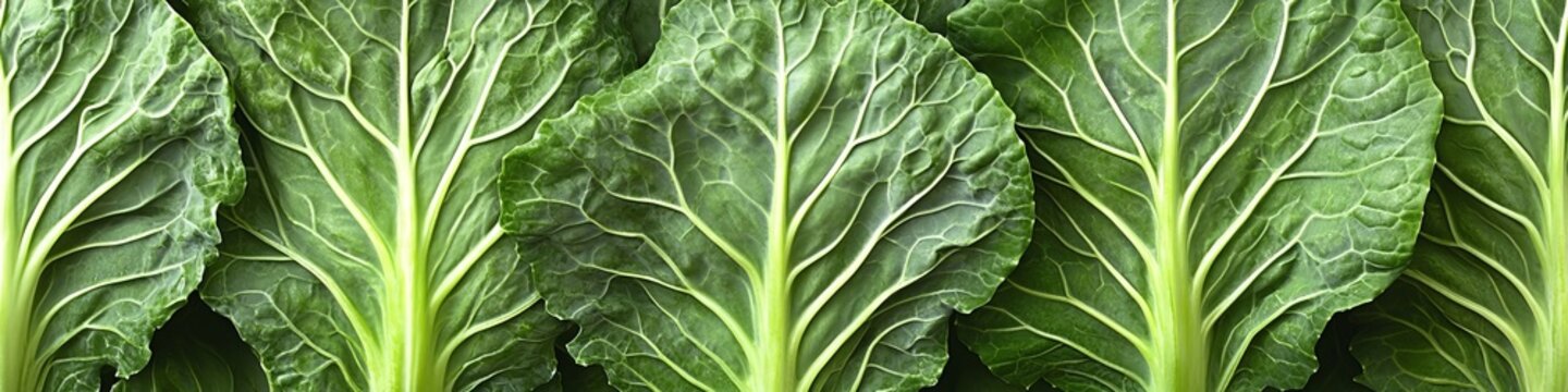 Fresh Collard Green Leaves Filled With Visible Vibrant Textures In A Close Up Organic Background.