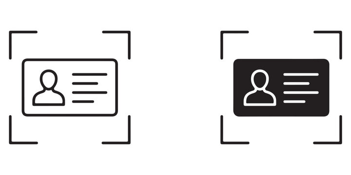 comparison of ID card scanning or recognition with transparent background and focus framing