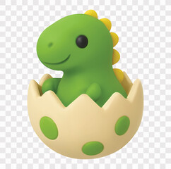 Dinosaur Vector Icon Set   3D icon set   baby dinosaur hatching from an egg © Dian
