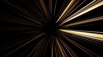 Obraz premium A stunning visual representation of speed and energy with golden light streaks on a black background