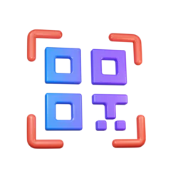 3D render of a simple QR code scan icon. QR Code for Digital Payment and Verification © FOTOSPLASH