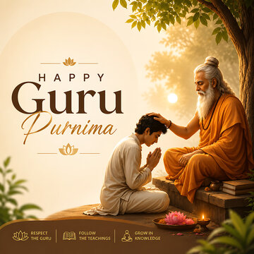 Guru purnima celebration student seeking blessings from indian guru