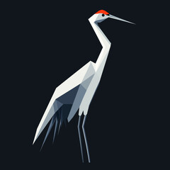 Obraz premium Geometric crane bird illustration on dark background