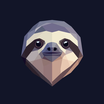 Low poly sloth face geometric animal art