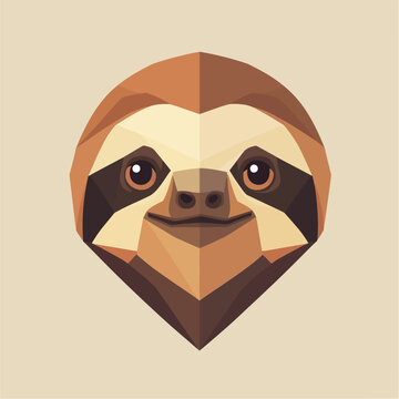 Geometric sloth face art animal vector illustration