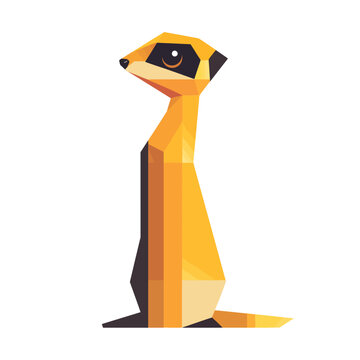 Geometric meerkat character art isolated white background