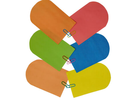 Colorful overlapping semi circle shapes arranged in a vertical pattern