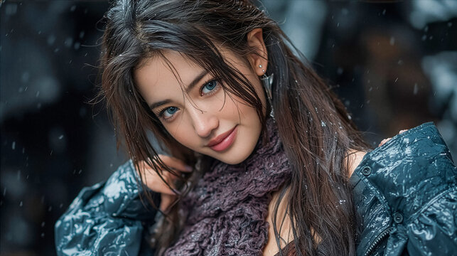 Wallpaper of Beautiful fantasy elf woman with silver hair and pointed ears sitting in a cozy cafe. Magical female character portrait with elegant fashion and cinematic fantasy atmosphere.