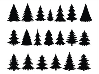 Set of various coniferous tree silhouettes © Vector Queen