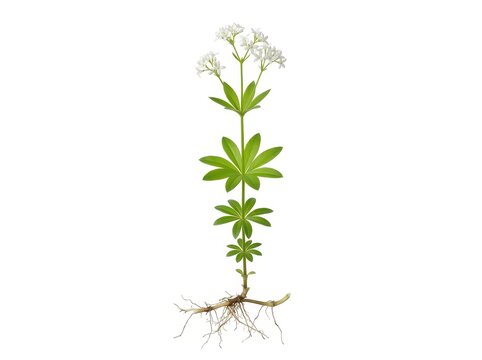 Sweet woodruff galium odoratum plant isolated on white background