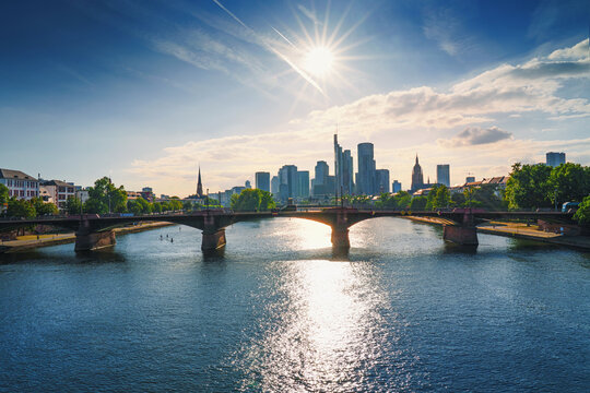  beautiful landscape - frankfurt am main in the summer, at sunset