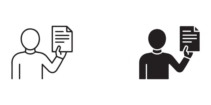 people holding documents or papers in different styles for presentation or comparison purposes