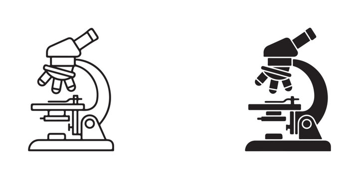 microscope icons in different line styles for scientific educational and medical presentations
