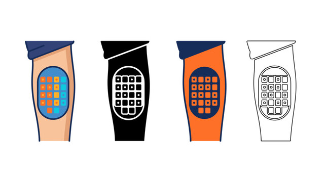 Allergen Patch Test Icon with Skin Patch for Allergy Screening in Flat, Silhouette, Outline and Glyph Design