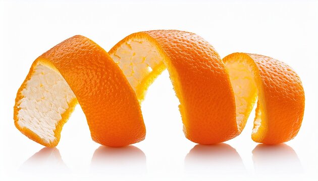 Spiral Orange Peel Twist Isolated On Transparent Or White Background