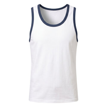 White ringer tank top with blue trim