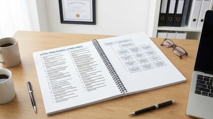 Obraz premium Open Planner and Notebook on Modern Office Desk.