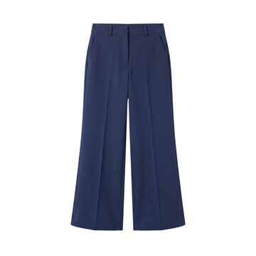 Navy blue wide leg tailored trousers mockup